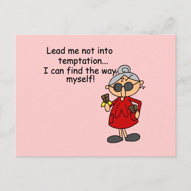 Lead Me Not Into Temptation Humour Postcard (Front)