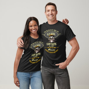 Lead Sleds Old Skool Fifties Skull Rad Cool Merc  T-Shirt