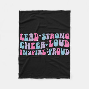 Lead Strong Cheer Loud Cheer Captain Cheerleading Fleece Blanket