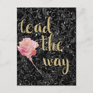 Lead they Way Black Silver Rose Postcard Designer