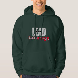 Lead with Courage Text Distress Design T-Shirt Hoodie