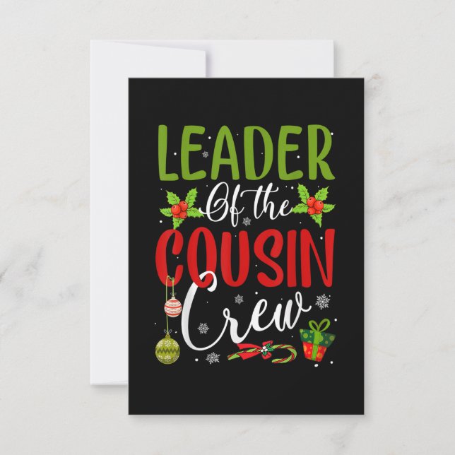 Leader Of The Cousin Crew Funny Christmas Matching Thank You Card (Front)