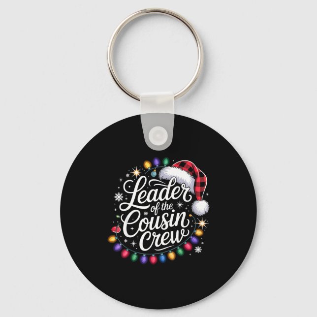 Leader Of The Cousin Crew Xmas Lights Red Plaid Sa Key Ring (Front)