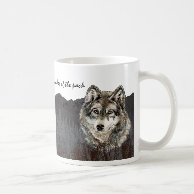 Leader of the Pack Father's Day Humour Wolf Animal Coffee Mug (Right)