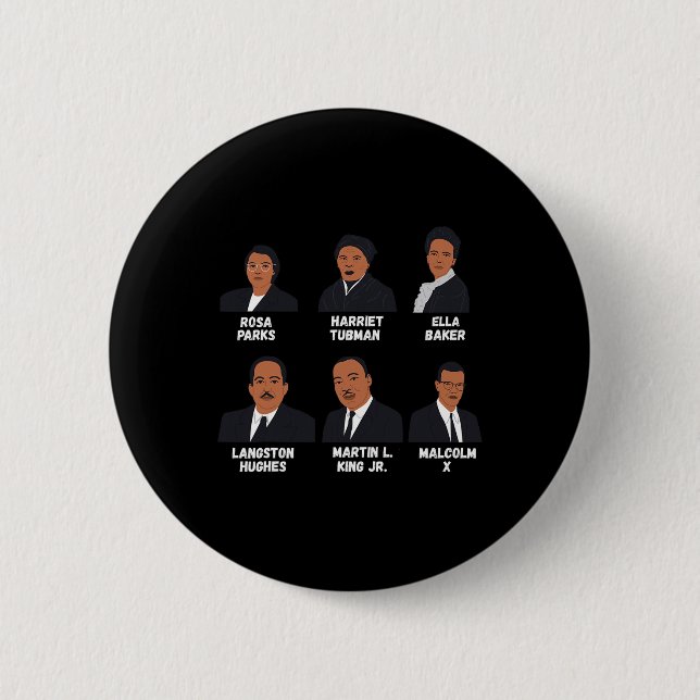 Leaders Inspiring Black History African American  6 Cm Round Badge (Front)