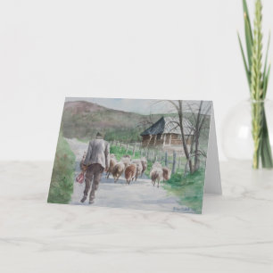 Leading the Sheep Holiday Card