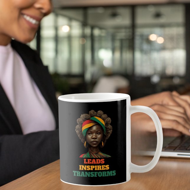 Leads, Inspires, Transforms Black History Month Coffee Mug (Creator Uploaded)
