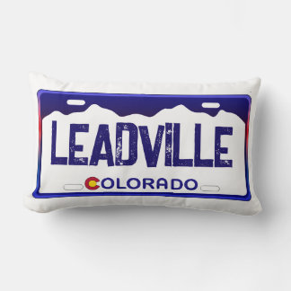 Leadville Colorado blue license plate pillow