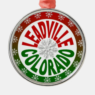 Leadville Colorado red green snowflake ornament