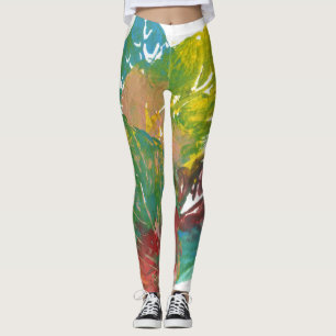Leaf Abstract Leaves Botanical Original Painting Leggings