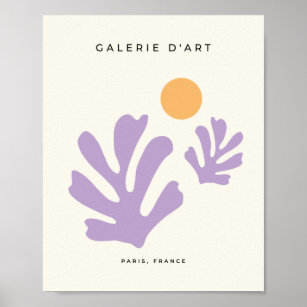 Leaf And Sun Cut Outs Abstract Shapes Yellow Lilac Poster