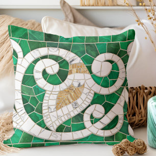 Leaf and Swirl Marble Mosaic Art - Cushion