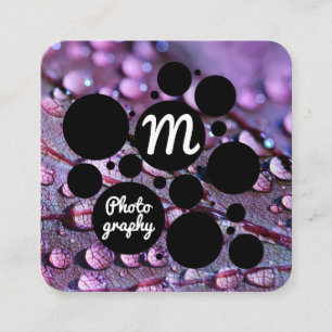 Leaf and Water Beads Wildlife Photography Square Business Card