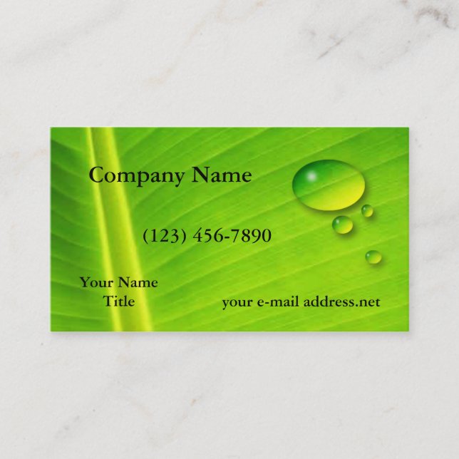 Leaf and water drops business card (Front)