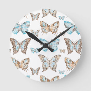 Leaf Art Butterfly Round Clock