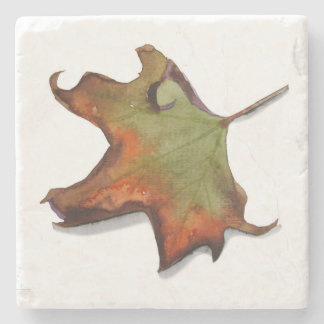 Leaf at the beginning of autumn stone coaster