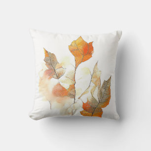 Leaf Autumn Season Nature Watercolor Art Painting Cushion