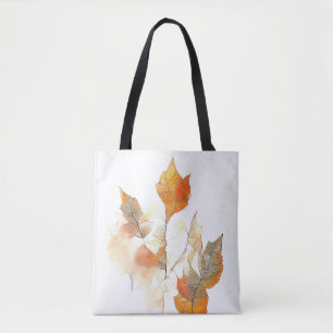 Leaf Autumn Season Nature Watercolor Art Painting Tote Bag