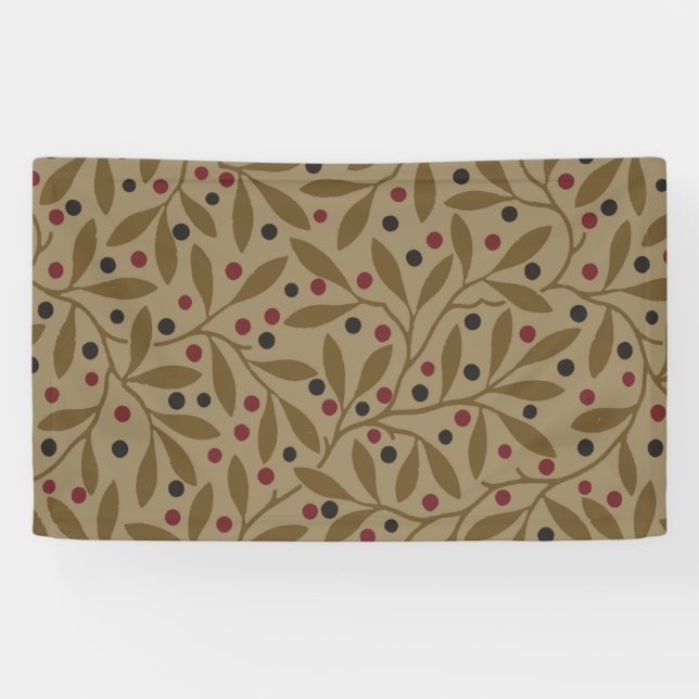 Leaf Berry Classic Colourful Pretty Pattern Art Banner (Horizontal)
