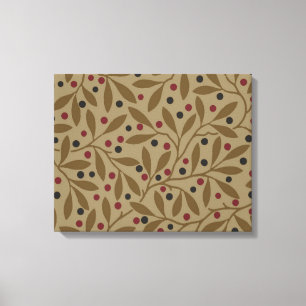 Leaf Berry Classic Colourful Pretty Pattern Art Canvas Print