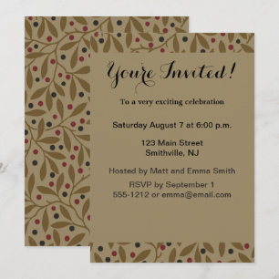 Leaf Berry Classic Colourful Pretty Pattern Art Invitation