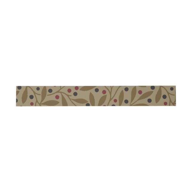 Leaf Berry Classic Colourful Pretty Pattern Art Invitation Belly Band (Flat)