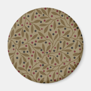Leaf Berry Classic Colourful Pretty Pattern Art Magnet