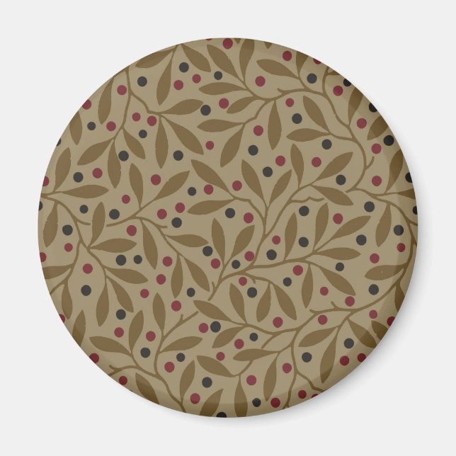 Leaf Berry Classic Colourful Pretty Pattern Art Magnet (Front)