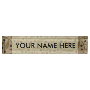 Leaf Berry Classic Colourful Pretty Pattern Art Nameplate