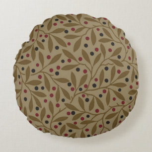 Leaf Berry Classic Colourful Pretty Pattern Art Round Cushion