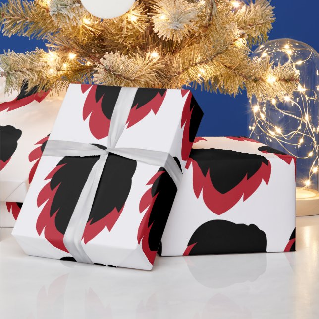 Leaf Black Red Leaf Wrapping Paper (Holidays)