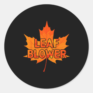 Leaf Blower Autumn Funny Halloween Matching Couple Classic Round Sticker