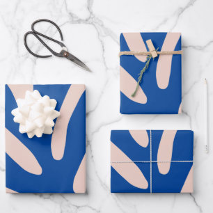 Leaf Blue Beige Wrapping Paper Sheet