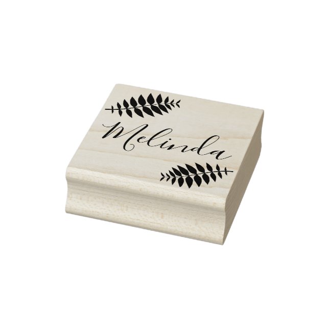 Leaf Branch - Personalise Rubber Stamp (Stamp)
