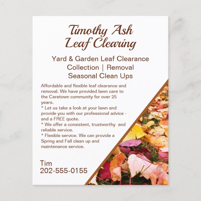 Leaf Clearing Clean Up Removal Promotional Flyer (Front)