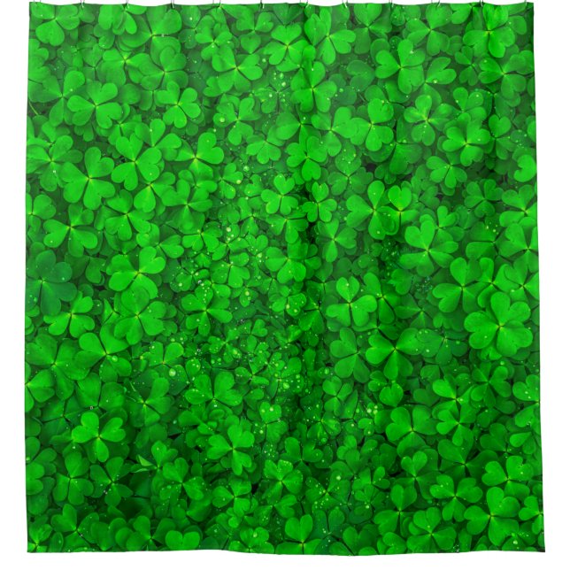 Leaf clover green shamrock spring shower curtain (Front)