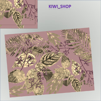 Leaf Collage with berries Dusky Pink Tissue Paper