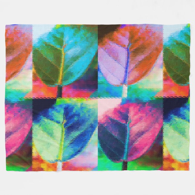 Leaf Colours Fleece Blanket (Front (Horizontal))
