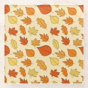 Leaf Concept: Autumn Symbol Pattern Glass Coaster
