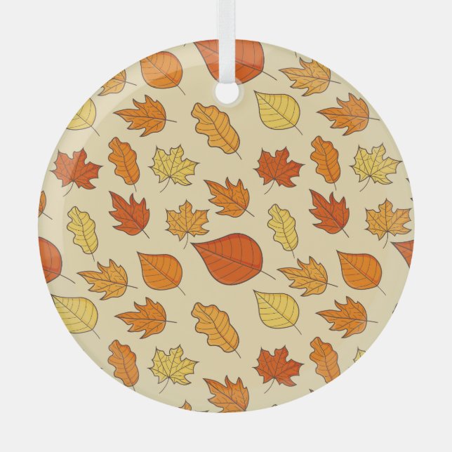 Leaf Concept: Autumn Symbol Pattern Glass Tree Decoration (Front)