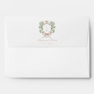 Leaf Crest w/ Bow Tan Text   Monogram Envelope