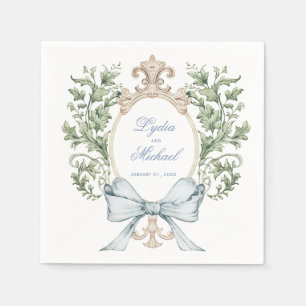 Leaf Crest w/ Bow Wedding Napkin