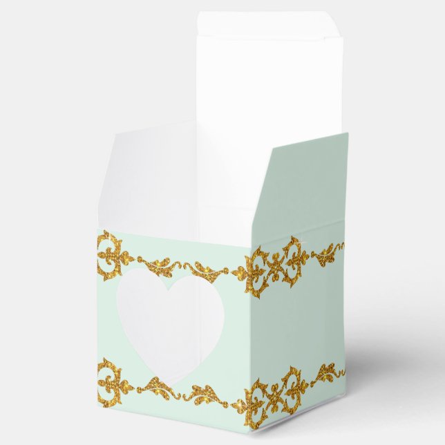 Leaf Damask Art Nouveau Glitter Reception Decor Favour Box (Opened)