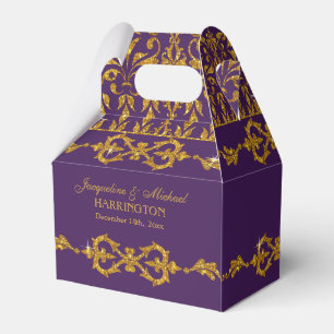 Leaf Damask Art Nouveau Glitter Reception Decor Favour Box