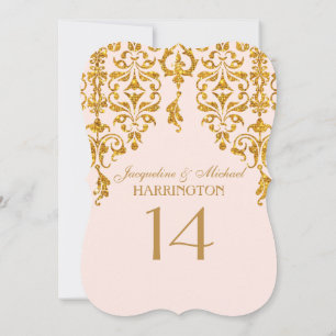 Leaf Damask Art Nouveau Glitter Table Number