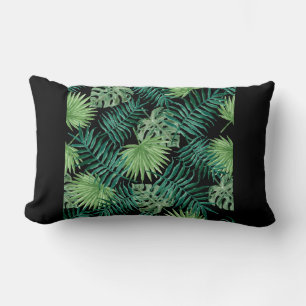leaf design modern throw pillow green and black
