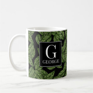 Leaf Design Personalised Initial Monogram Mug