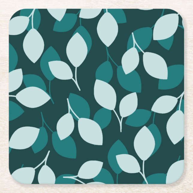 Leaf design print paper coaster (Front)