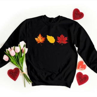 Leaf Design Printed Women Sweatshirt