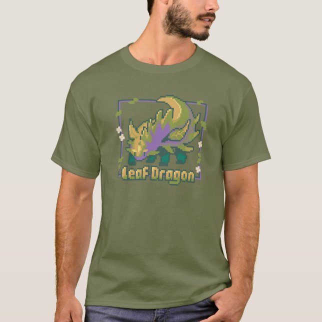 Leaf Dragon Pixel Art - Plant Dragon tshirt (Front)